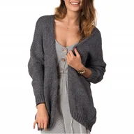 Swetry damskie - Luźny Kardigan Sweter z wełną Narzutka - miniaturka - grafika 1