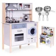 Zabawki AGD - Drewniana Kuchnia Dla Dzieci Dźwięki Led Piekarnik Pralka Akcesoria Kuchenne Ecotoys - miniaturka - grafika 1