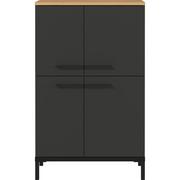 Szafki łazienkowe - Ciemnoszara wysoka szafka łazienkowa w dekorze dębu 60x97 cm Yonkers – Germania - miniaturka - grafika 1