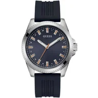 Zegarki męskie - Srebrny zegarek Guess Champ z paskiem navy GW0639G1 - miniaturka - grafika 1