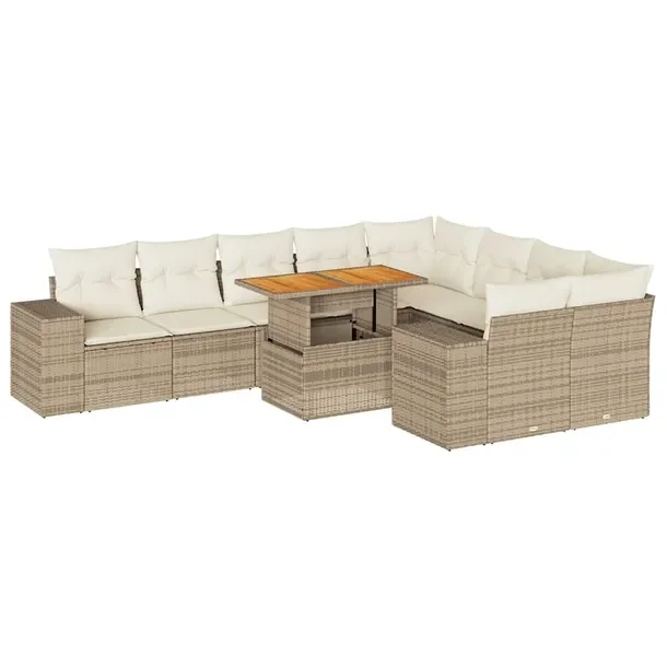 Zestaw mebli ogrodowych beżowych z rattan PE, wymiary: 55-100 x 55-93 x 44