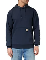 Swetry męskie - Carhartt męska bluza średnia odzież robocza oryginalny krój sweter z kapturem z logo rękawa, L, nowa granatowa, L - miniaturka - grafika 1