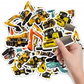 Szkolne artykuły papiernicze - NAKLEJKI NA ZESZYT NALEPKA Z POSTACIAMI MASZYNY BUDOWLANE WZORY 10SZT - miniaturka - grafika 1