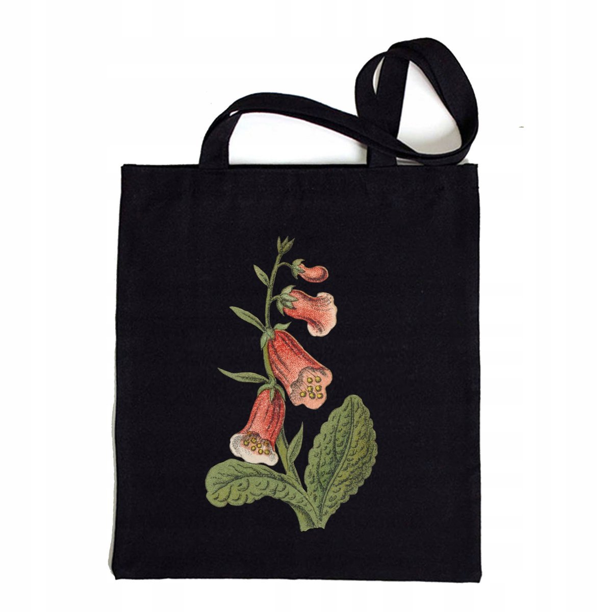 TORBA BAWEŁNIANA KWIAT KWIATY KWIATKI CZARNA