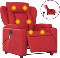 Fotele - vidaXL Rozkładany fotel masujący, elektryczny, czerwony, ekoskóra - miniaturka - grafika 1