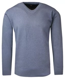 Swetry męskie - Sweter Wełniany Jasny Niebieski w Serek, V-neck, Męski, Cienki -HOVARD - Hovard - grafika 1