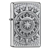 Trafika - Zippo Compass emblemat zapalniczka benzynowa o wyglądzie, mosiądz, stal nierdzewna, 1 x 6 x 6 cm 2005350 - miniaturka - grafika 1
