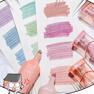 Zestaw 4 Flamastrów Fluorescencyjnych Zakreślacze Brokatowe - Przybory szkolne - miniaturka - grafika 1