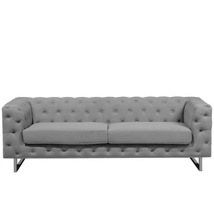 Beliani Sofa tapicerowana trzyosobowa jasnoszara VISSLAND - Sofy i kanapy - miniaturka - grafika 1