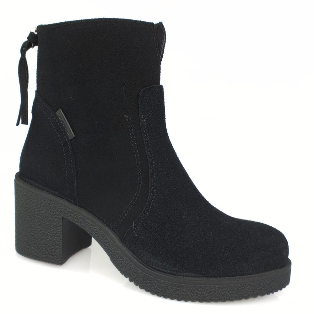 Czarne botki damskie Nessi 23516 skóra modne klocek r.36