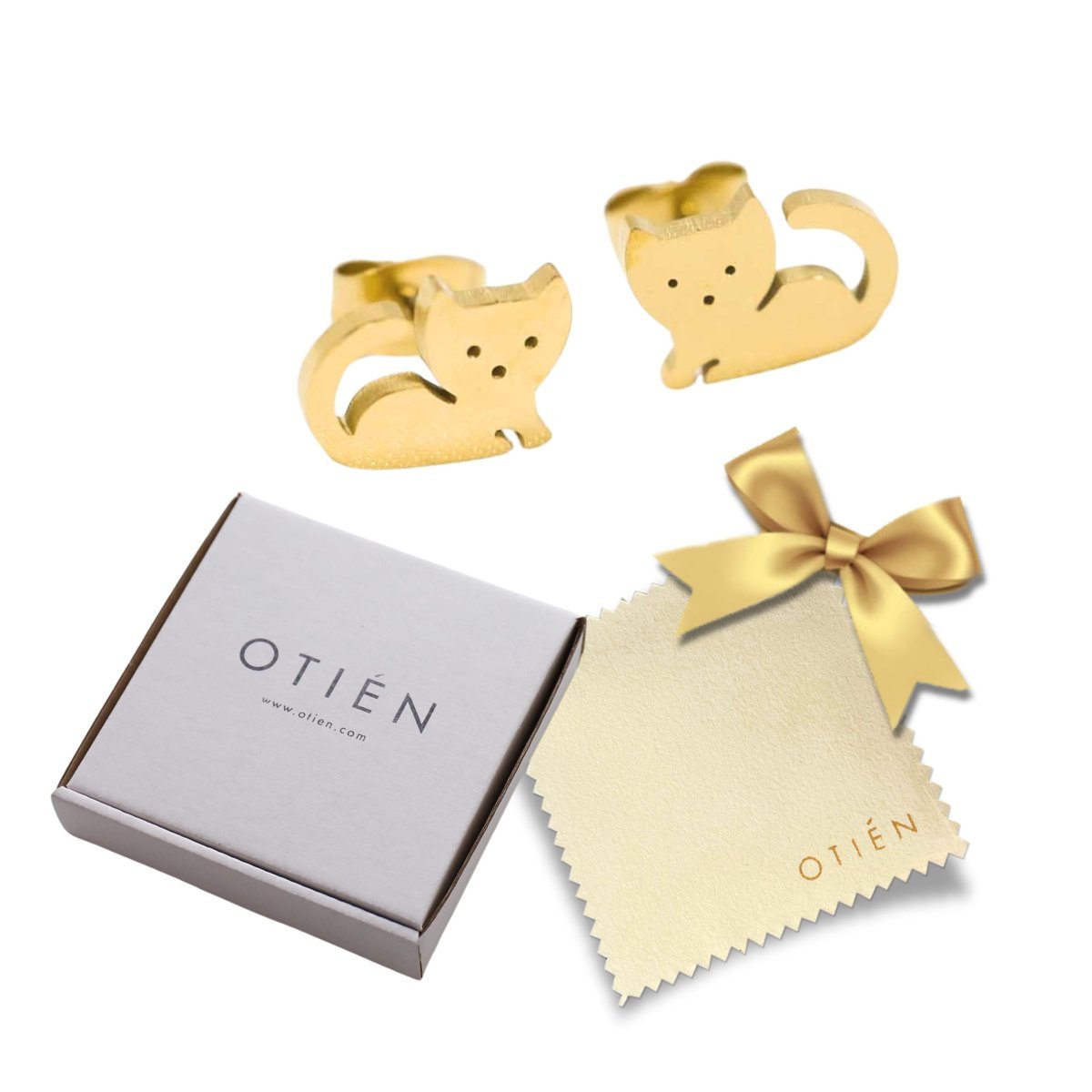 Kolczyki wkrętki Złote Kotki – stal chirurgiczna, złoty