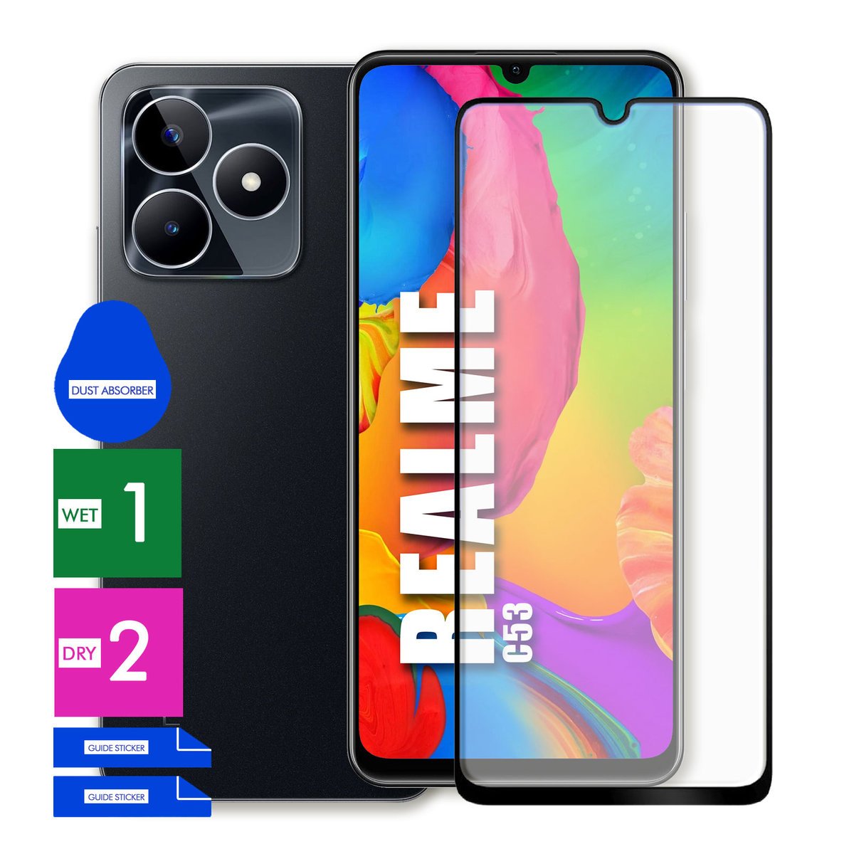 SZKŁO OCHRONNE DO REALME C53 HARTOWANE 9H PEŁNE CAŁY EKRAN 5D JAKOŚĆ