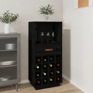 Stojaki na wino - Lumarko Szafka na wino, czarna, 45x34x100 cm, lite drewno sosnowe - miniaturka - grafika 1
