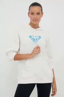 Bluzy damskie - Roxy bluza x Lisa Andersen damska kolor beżowy z kapturem z nadrukiem - grafika 1