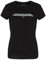 Koszulki i topy damskie - Armani Exchange Damska koszulka z nadrukiem Pay Off, krój slim fit, krótki rękaw, czarny, XXL - miniaturka - grafika 1