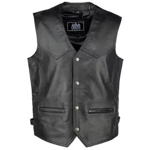 URBAN 5884 Billie Prawdziwy Styl Biker, Motocykl, Skórzana Owica Wygodne i wygodne, Kamizelka motocyklowa z guzikami Zamknięcia, Czarny, XL - Odzież motocyklowa - miniaturka - grafika 1