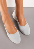 Baleriny - Szare Balerinki z Okrągłym Noskiem i Materiałową Cholewką Mililena - miniaturka - grafika 1