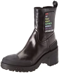 Love Moschino Damskie sztyblety St.tod.quad70 Vitello, czarny, 37 EU - Botki damskie - miniaturka - grafika 1