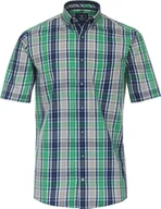 Koszule męskie - REDMOND Casual koszula męska krótki rękaw kołnierzyk button-down wygodny krój bawełna zielona kratka XL - miniaturka - grafika 1