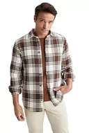 Koszulki męskie - DeFacto Męska koszulka z długim rękawem i długim rękawem, brązowy, XXL - miniaturka - grafika 1