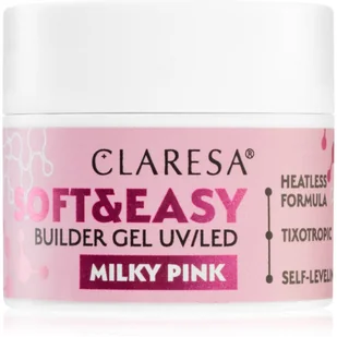 Claresa - Żel budujący SOFT&EASY builder gel milky pink 12g - Żele do paznokci - miniaturka - grafika 1