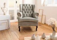 Fotele - CHESTERFIELD Fotel #201 Szara skóra naturalna 88x81x105 cm - miniaturka - grafika 1