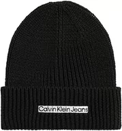 Czapki męskie - Calvin Klein INSTITUTIONAL Patch Beanie, męska czapka męska, czarna, czarna, jeden rozmiar, czarna, czarna talia, czarny, rozmiar uniwersalny - miniaturka - grafika 1