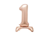 Balony i akcesoria - Balon foliowy stojący cyfra 1 różowe złoto - 76 cm - 1szt. - miniaturka - grafika 1
