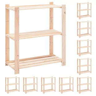 vidaXL Regały z 3 półkami, 10 szt., 80x38x90 cm, sosna, 150 kg 8719883854755 - Szafy i regały magazynowe - miniaturka - grafika 1