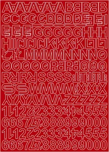 Litery i cyfry samoprzylepne czerwone 5cm arkusz 250 znaków - Zestawy piśmiennicze - miniaturka - grafika 1