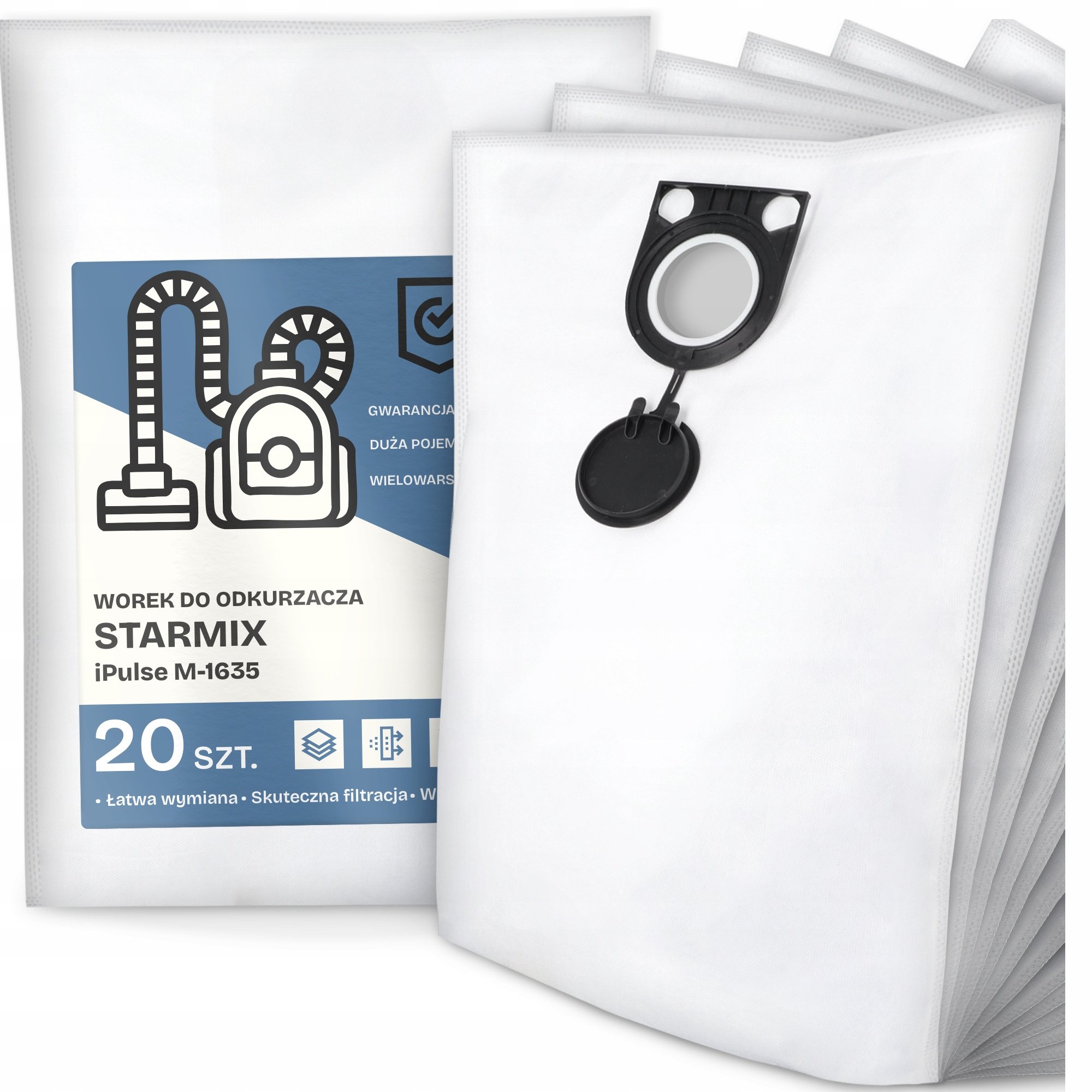 20x Worek do Odkurzacza Starmix iPulse M-1635 Syntetyczny Pojemny Worki G9