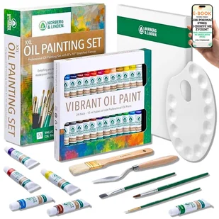 Kompletny Zestaw do Malowania Farbami Olejnymi 51 Elementów – Pędzle, Farby, Paleta + Płótno – Dla Dorosłych i Dzieci + EBOOK-1 - Przybory szkolne Kompletny Zestaw do Malowania Farbami Olejnymi 51 Elementów – Pędzle, Farby, Paleta + Płótno – Dla Dorosłych i Dzieci + EBOOK-1 - Przybory szkolne - miniaturka - grafika 1
