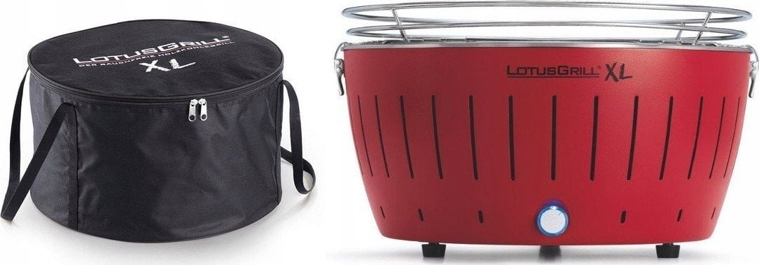 Grill ogrodowy Węglowy XL 40.5 cm x 40.5 cm czerwony + pokrowiec