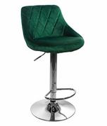 Taborety i hokery - Krzesło barowe KAST ▪️ 3768 ▪️ aksamit zielony / baza chrom - miniaturka - grafika 1