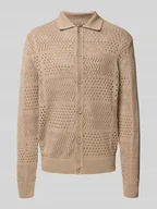 Swetry męskie - Kardigan z ażurowym wzorem - miniaturka - grafika 1