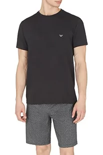 Emporio Armani Męski t-shirt i bermudy krótkie piżamy, zestaw piżamowy, Kwiaty/czarny, S - Koszulki męskie - miniaturka - grafika 1