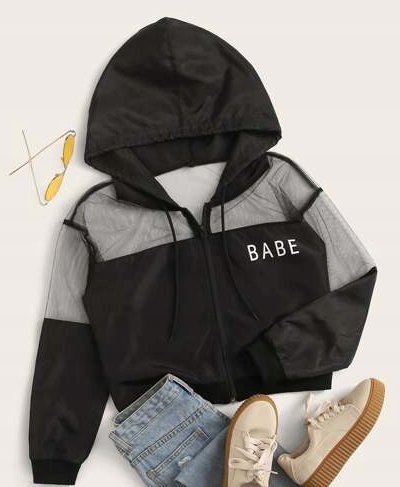 SHEIN CZARNA KURTKA DAMSKA Z KAPTUREM BASIC 36 V3O