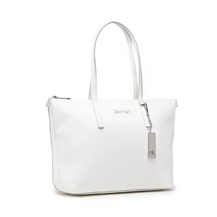 Torebki damskie - Calvin Klein Torebka Shopper Md K60K608283 Ck White YAF - grafika 1