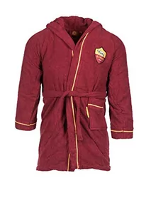 AS Roma Płaszcz kąpielowy z mikrofrottee, zajmuje mało miejsca, dla dzieci w wieku 12/14 lat, z herbem A.S. Rom, oficjalny, żółty i czerwony - Płaszcze damskie - miniaturka - grafika 1