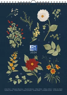 Kalendarz ścienny Oxford A4 2024 Botanic pionowy - Kalendarze - miniaturka - grafika 1