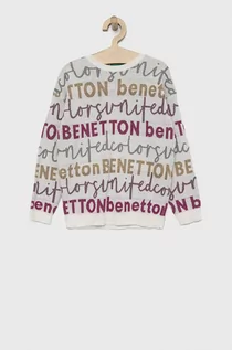 Swetry dla dziewczynek - United Colors of Benetton sweter dziecięcy kolor biały lekki - grafika 1