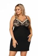 Piżamy damskie - Donna Sarah II czarna plus size Koszula nocna - miniaturka - grafika 1