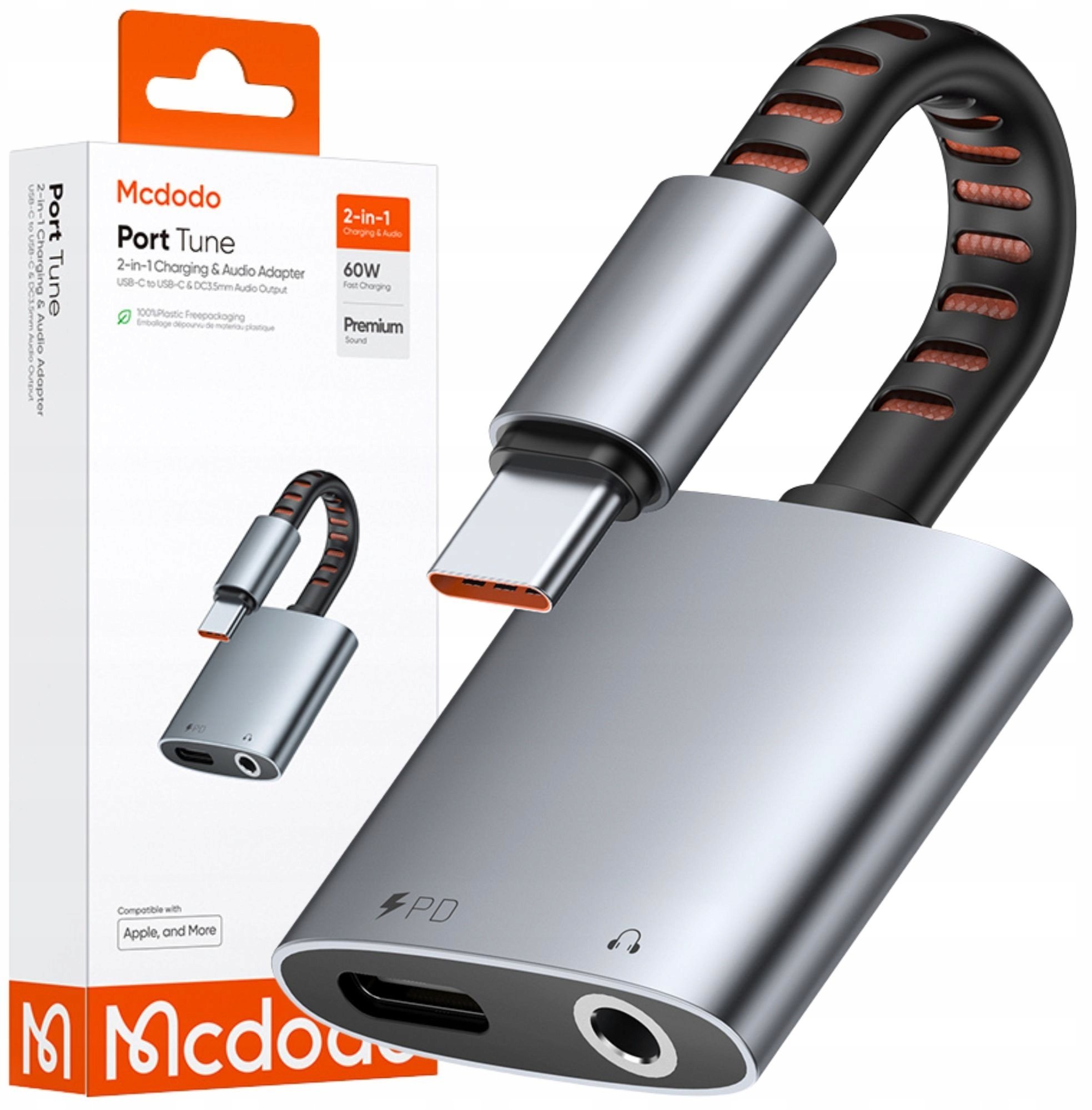 Adapter USB Mcdodo MCDODO PRZEJŚCIÓWKA ADAPTER USB-C NA USB-C + MINI JACK KABEL 3.5 MM OTG