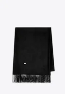 Apaszki i szaliki męskie - Szalik damski z frędzlami jednolity czarny - miniaturka - grafika 1