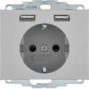 Berker Gniazdo z/u Schuko z ładowarką USB Berker Gniazdo K.5, stal szlachetna - Gniazdka elektryczne - miniaturka - grafika 1