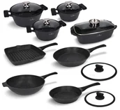Zestawy garnków i patelni - Zestaw garnków, patelni, pokrywek i brytfanna 14 el. Black Stone Zwieger - miniaturka - grafika 1