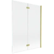 Parawany nawannowe - Mexen Mist parawan nawannowy 2-skrzydłowy prawy 130 x 150 cm, transparent, złoty szczotkowany - 8A9-130-002-55-00-P - miniaturka - grafika 1