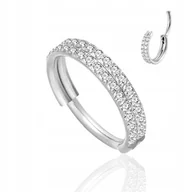 Kolczyki - Kolczyk PIERCING Clicker Srebrny Cyrkonie w 2 rzędach Lobe Helix 1.2/8 - miniaturka - grafika 1
