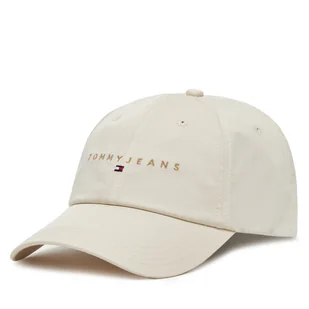 Czapka z daszkiem Tommy Jeans Linear Logo Cap AM0AM12958 Beżowy - Czapki męskie - miniaturka - grafika 1