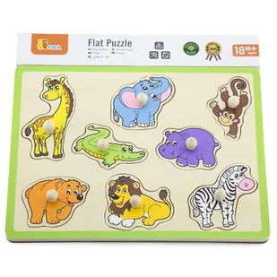 VIGA VIGA 50019 Drewniane puzzle: Dzikie zwierzątka VG-50019 - Układanki dla dzieci - miniaturka - grafika 1